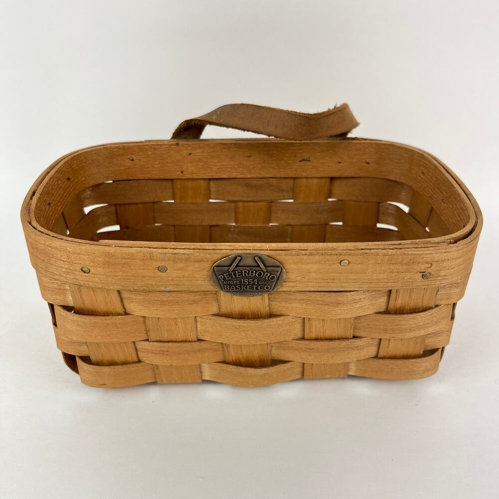 Peterboro Basket Co Small Storage Bicycle Basket with Leather Loop